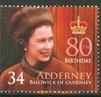 Stamp, 80th Birthday, Alderney,  , Royalty, Anniversaries and Jubilees