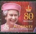 Stamp, 80th Birthday, Alderney,  , Royalty, Anniversaries and Jubilees