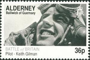 Stamp, Pilot Keith Gilman, Alderney,  , Second World War, Battle, Pilots, Aviation