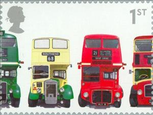 Stamp, AEC Regent III RT Type, 1948 and others......., United Kingdom of Great Britain & Northern Ireland,  , Vehicles, Cars, Omnibuses