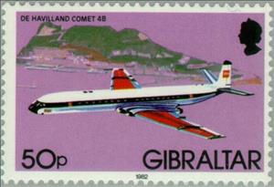 Stamp, De Havilland Comet 4B, Gibraltar,  , Aviation, Airlines, Aircrafts