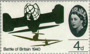 Stamp, Spitfire attacking Heinkel bomber, United Kingdom of Great Britain & Northern Ireland,  , Second World War, Vehicles, Commemoration, Aircrafts, Anniversaries and Jubilees