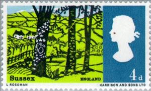 Stamp, Hassocks, Sussex (phosphor), United Kingdom of Great Britain & Northern Ireland,  , Landscapes, Trees, Plants (Flora)