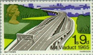 Stamp, M4 Viaduct, United Kingdom of Great Britain & Northern Ireland,  , Bridges, Roads