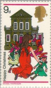 Stamp, Toys - Dolls, United Kingdom of Great Britain & Northern Ireland,  , Houses, Christmas, Toys, Children