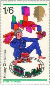 Stamp, Toys - Train, United Kingdom of Great Britain & Northern Ireland,  , Christmas, Toys, Railways, Children