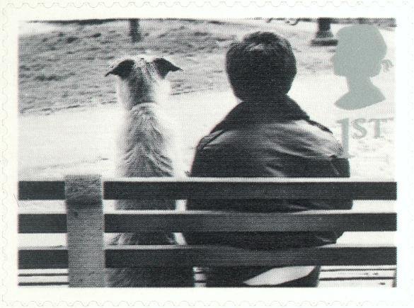 Dog and Owner on Bench