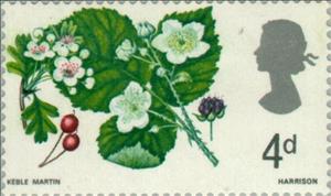 Stamp, Hawthorn and Bramble (phosphor), United Kingdom of Great Britain & Northern Ireland,  , Flowers, Plants (Flora)