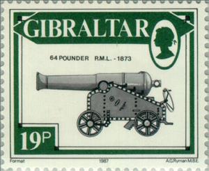 Stamp, 64-pounder RML, 1873, Gibraltar,  , Weapons