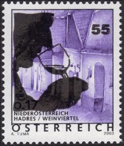 Stamp, Overprinted with new Design - Wine Glass, Austria,  , Houses, Tourism