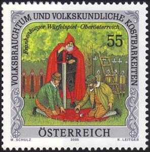 Stamp, Dice game of Frankenburg (Upper Austria), Austria,  , Folklore