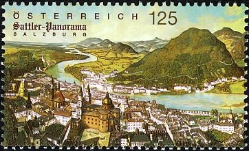Stamp, Sattler's Cyclorama, Austria,  , Landscapes, Paintings