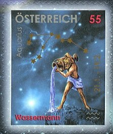 Stamp, Astro-set IV - Aquarius, Austria,  , Constellations, Zodiac