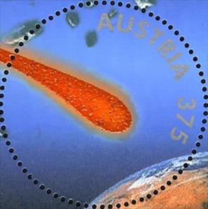 Stamp, Post from Another world, Austria,  , Celestial Bodies, Comets, Globes, Outer Space, Round Stamps