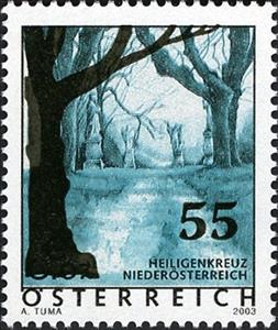 Stamp, Heiligenkreuz Calvary Trees - Overprinted, Austria,  , Trees, Tourism, Roads