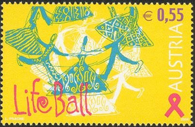 Stamp, Life Ball, Austria,  , Healthcare, Feasts, AIDS