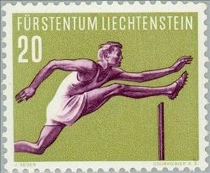 Stamp, Hurdle race, Liechtenstein,  , Sport, Athletics, Running