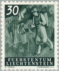 Stamp, Agriculture, Liechtenstein,  , Agriculture, Professions
