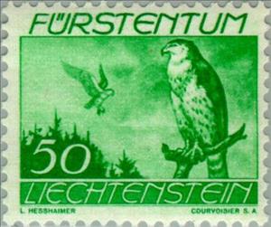 Stamp, Northern Goshawk (Accipiter gentilis), Liechtenstein,  , Birds, Birds of Prey, Animals (Fauna)