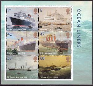 Souvenir Sheet, Liners Minisheet, United Kingdom of Great Britain & Northern Ireland,  , Passenger-ships, Ships