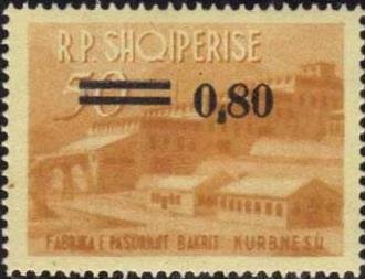 Stamp, Former Issues with Overprint, Albania,  , Buildings