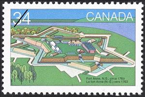 Stamp, Fort Anne, Nova Scotia, circa 1763, Canada,  