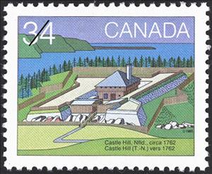 Stamp, Castle Hill, Newfoundland, circa 1762, Canada,  