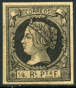 Stamp, Queen Isabella II, Cuba,  