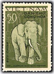 Stamp, Asian Elephant (Elephas maximus), Vietnam,  , Mammals, Elephants, Animals (Fauna)