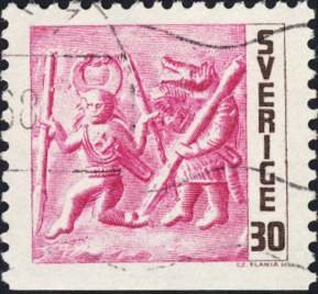 Stamp, Iron age - bottom imperf, Sweden,  