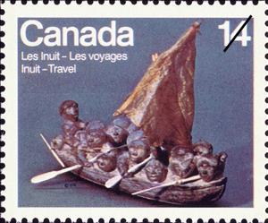 Stamp,  Migration (soapstone sculpture by Joe Talurinili), Canada,  