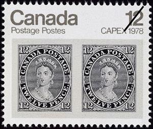 Stamp, CAPEX 1978 - Pair of 1851 12d Queen Victoria black stamps, Canada,  , Stamps