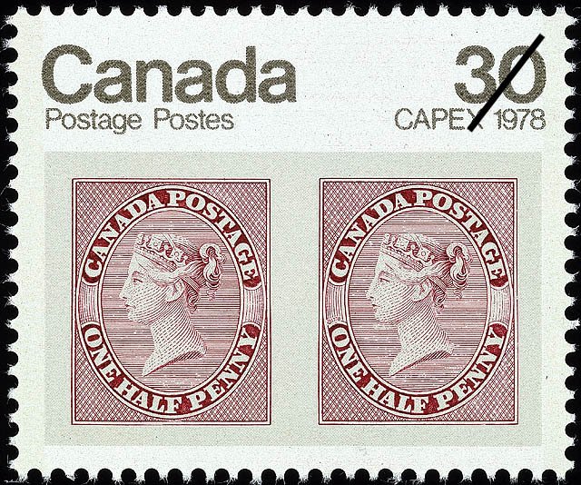 CAPEX 1978 - Pair of 1857 1/2d Queen Victoria stamps