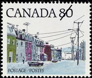 Stamp, Street leading to the sea, Canada,  