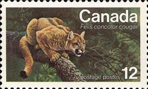 Stamp, Puma (Felis concolor couguar), Canada,  , Mammals, Animals (Fauna), Cougars