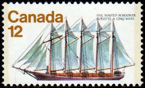 Stamp, "Malahat", Five Masted Schooner, Canada,  