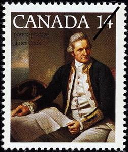 Stamp, Capitain Cook (Nathaniel Dance), Canada,  , Famous People, Navigators
