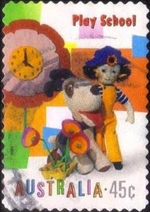 Stamp, Play School (Clock, Dog & Doll), Australia,  , Clocks, Toys