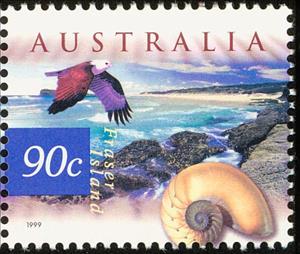 Stamp, Brahminy Kite (Haliastur indus), Emperor Nautilus (Nautilu, Australia,  , Birds