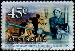 Stamp, Snowy Mountains Scheme- Drilling, Australia,  