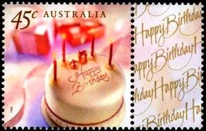 Stamp, Birthday Cake, Australia,  