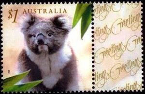 Stamp, Koala (Phascolarctos cinereus), Australia,  , Koalas