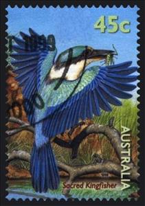 Stamp, Sacred Kingfisher (Todiramphus sanctus), Australia,  , Birds, Animals (Fauna), Kingfishers