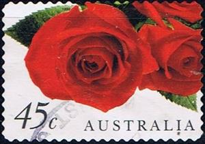 Stamp, Red Roses, Australia,  , Flowers, Roses, Plants (Flora)