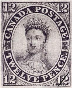 Stamp, Queen Victoria - laid paper, Canada,  