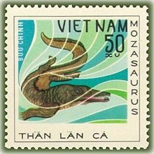 Stamp, Mozasaurus, Vietnam,  , Reptiles, Prehistorical Animals, Dinosaurs, Animals (Fauna)