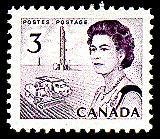 Stamp, QE II, oil derrick and combine harvester, Canada,  , Royalty, Conferences, Queens