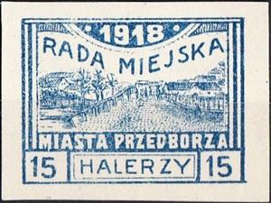 Stamp, Views of Przedbórz (imperforated), Poland,  