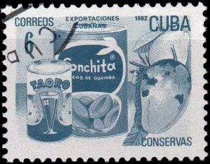 Stamp, Canned fruits, Cuba,  