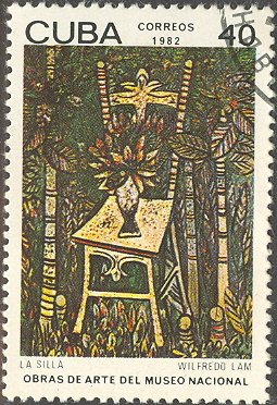 Stamp, Wifredo Lam. "Chair", Cuba,  , Paintings, Art